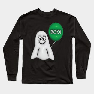 Girl Ghost with Green Balloon Long Sleeve T-Shirt